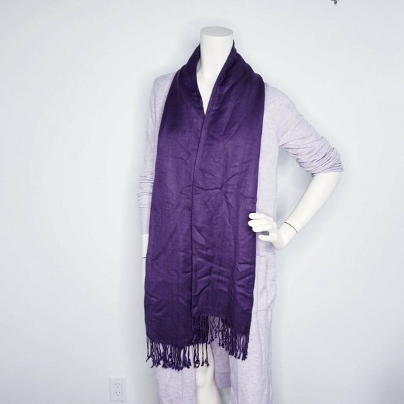 Women Pashmina Purple Wrap Scarf (scarf only) - Picture 3 of 8